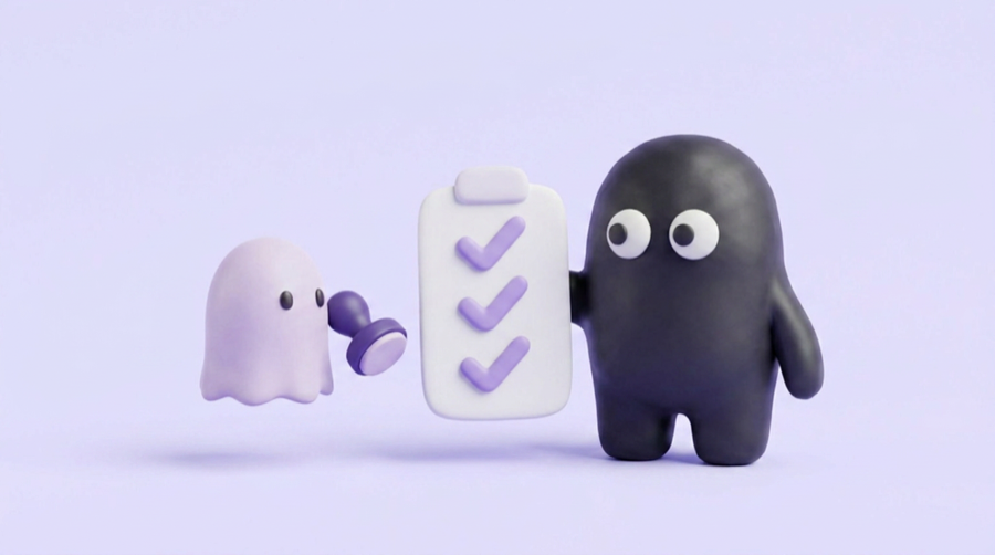The Velo mascot holds a clipboard with three big checkmarks