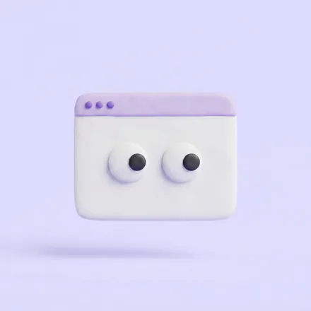 Fenêtre de navigateur en pâte à modeler avec des yeux mobiles