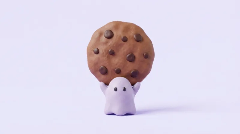 Um fantasma de argila segura um cookie gigante